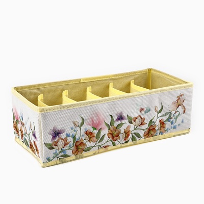 Органайзер для хранения, кофр для белья 6 ячеек «Цветы», 32×15×10 см
