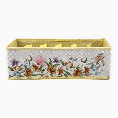 Органайзер для хранения, кофр для белья 6 ячеек «Цветы», 32×15×10 см