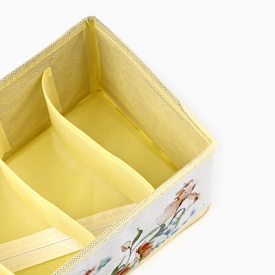 Органайзер для хранения, кофр для белья 6 ячеек «Цветы», 32×15×10 см