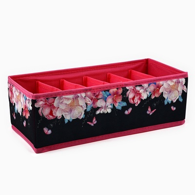 Органайзер для хранения, кофр для белья 6 ячеек «Пионы», 32×15×10 см