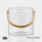 Ведро для льда Magistro «Каиллин», 1.5 л, d=13 см, с бамбуковой ручкой, стекло, прозрачное - Фото 2