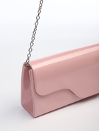 Сумка-клатч женская вечерняя на магните, на длинной цепочке, лаковая, однотонная, розовая - Фото 3
