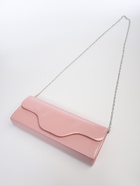 Сумка-клатч женская вечерняя на магните, на длинной цепочке, лаковая, однотонная, розовая - Фото 7