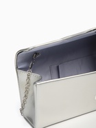 Сумка-клатч женская вечерняя на магните, на длинной цепочке, лаковая, однотонная, серебристая - фото 23274690