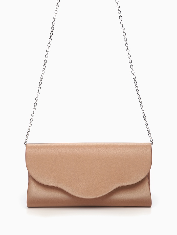 Сумка-клатч женская вечерняя на магните, на цепочке, однотонная, бежевая