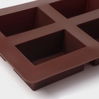 Форма для выпечки Доляна «Прямоугольник», силикон, 21.5×15.3×3.7 см, 4 ячейки (7.7×4.8 см), коричневая - Фото 5