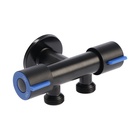 Кран двойной ZEIN engr, 1/2" × 1/2", два вентиля, кран-букса керамика, нерж. сталь, черный - Фото 3