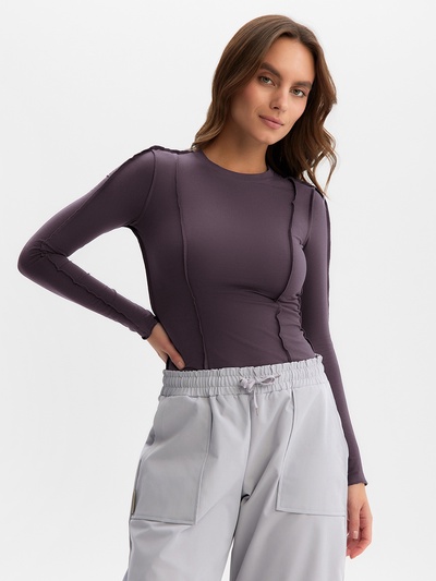 Лонгслив с декоративными швами MIST, размер 44, графитовый