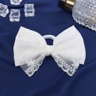 Бант для волос на резинке «Школьница», воздушное кружево, 12 см, белый - фото 119337795