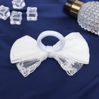 Бант для волос на резинке «Школьница», воздушное кружево, 12 см, белый - фото 119337796