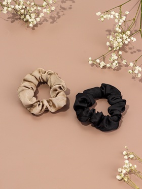 Резинки для волос QF «Орбита», набор 2 шт., классик, 8 см, чёрные, бежевые (комплект 3 шт)