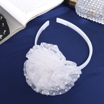 Ободок для волос Выбражулька «Школьница», облачко горох, d=10 см, белый