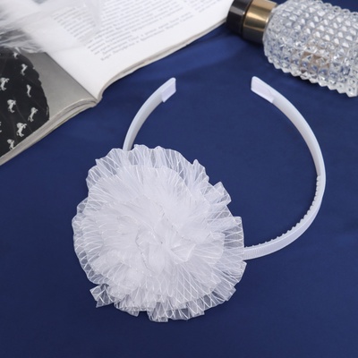 Ободок для волос Выбражулька «Школьница», облачко полосы, d=10 см, белый