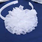 Ободок для волос Выбражулька «Школьница», облачко полосы, d=10 см, белый - Фото 3