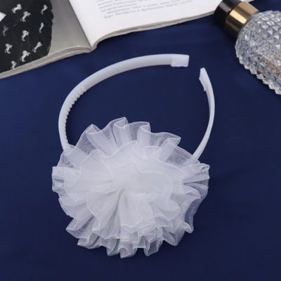 Ободок для волос «Школьница», облачко, d=10 см, белый