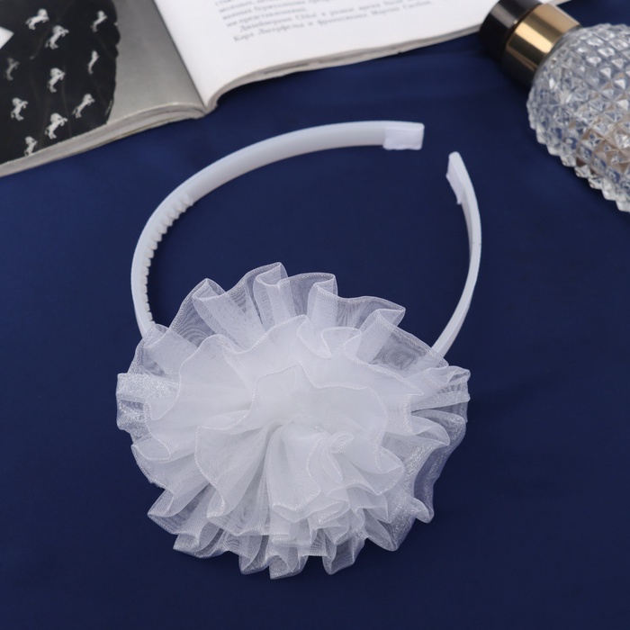 Ободок для волос «Школьница», облачко, d=10 см, белый - Фото 1