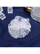 Бант для волос на резинке «Школьница», воздушная волна блеск, 7 см, белый (комплект 6 шт) - фото 52322946