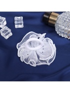 Бант для волос на резинке «Школьница», воздушная волна блеск, 7 см, белый (комплект 6 шт) - фото 52322947