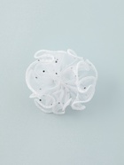 Бант для волос на резинке «Школьница», воздушная волна блеск, 7 см, белый (комплект 6 шт) - фото 52322948