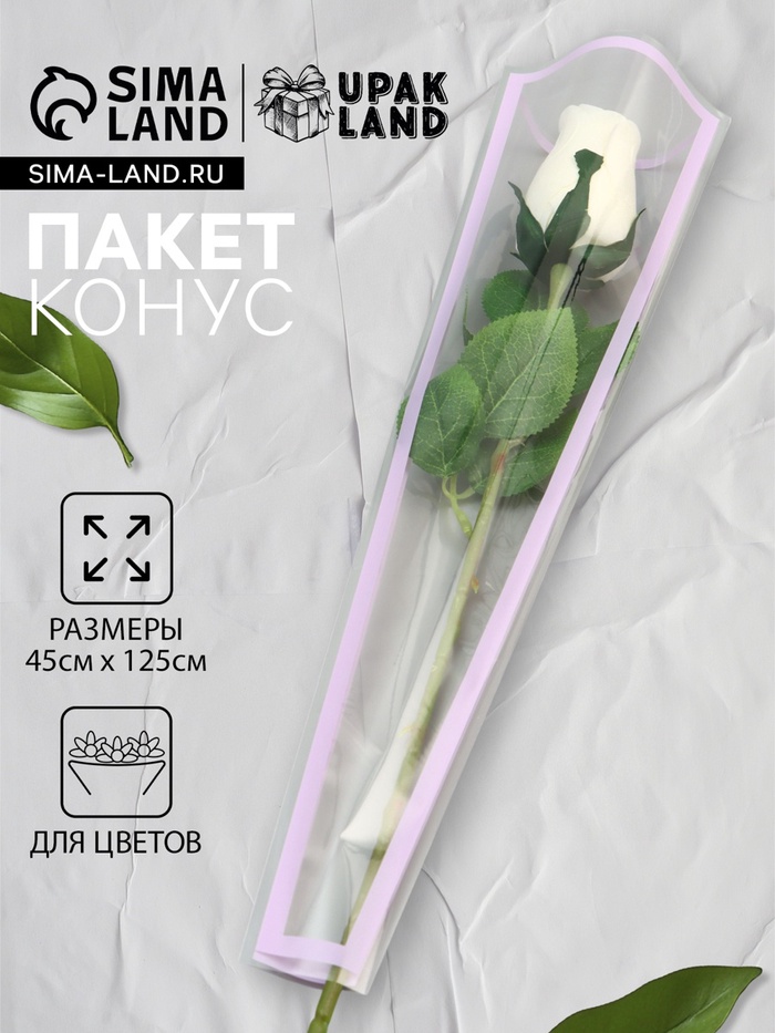 Пакет конус для цветов, «Кайма», 12.5×4×45±1 см, сиреневый - Фото 1