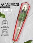 Пакет конус для цветов, «Кайма», 12.5×4×45±1 см, красный - Фото 1