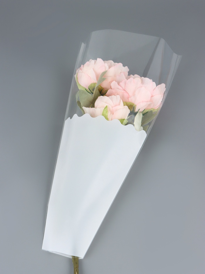 Пакет конус для цветов, «Чувства», 28×8×44±1 см, белый - Фото 1