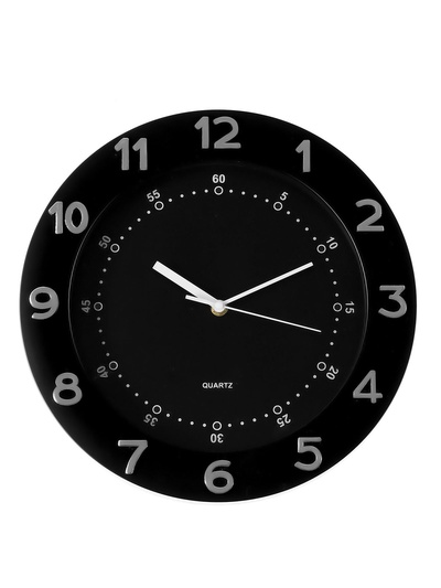 Часы настенные интерьерные, бесшумные, плавный ход, d=32 см, внутренний d=23.7 см, чёрные