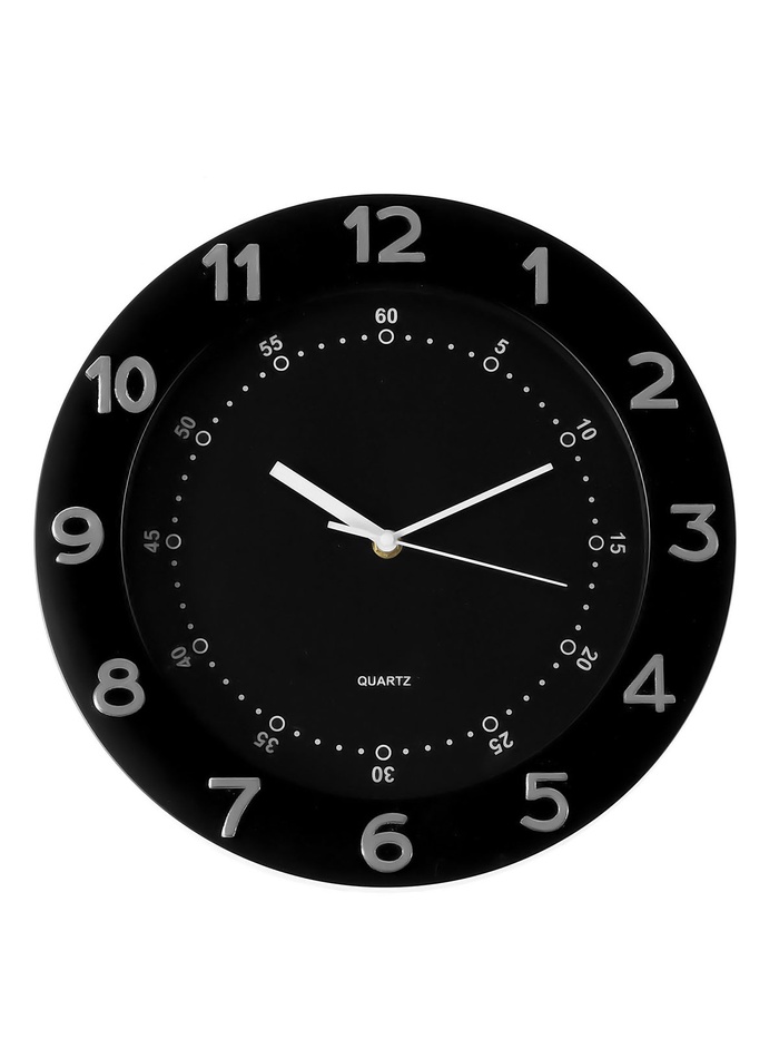 Часы настенные интерьерные, бесшумные, плавный ход, d=32 см, внутренний d=23.7 см, чёрные - Фото 1