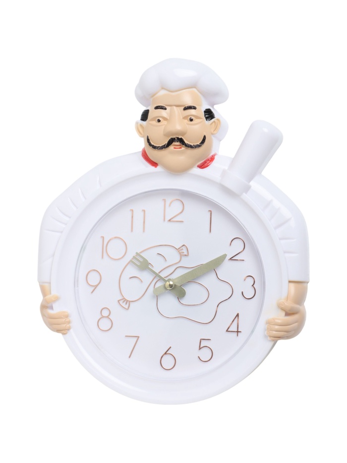 Часы настенные интерьерные «Шеф», серия: Кухня, бесшумные, плавный ход, 29.5×23 см, d=16.5 см, белые - Фото 1