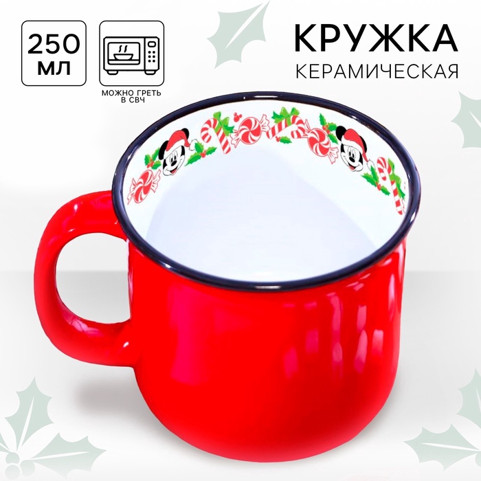 Кружка керамическая новогодняя, Микки Маус, 250 мл - Фото 1