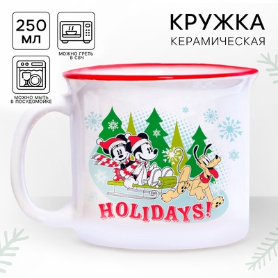 Кружка керамическая новогодняя «Holidays!» Микки Маус и друзья, 250 мл