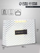 Пакет подарочный ламинированный горизонтальный Present, L 40×31×14 см - Фото 1