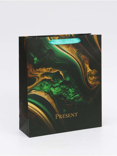 Пакет подарочный ламинированный вертикальный «Мрамор», M 25.5 × 30 × 9 см