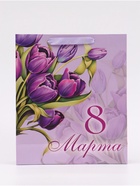 Пакет подарочный ламинированный вертикальный «Букет», M 25.5×30×9 см - Фото 4