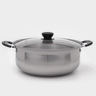 Кастрюля Promo, 3.7 л, 24×9.5 см, стеклянная крышка, нержавеющая сталь - Фото 1