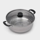 Кастрюля Promo, 3.7 л, 24×9.5 см, стеклянная крышка, нержавеющая сталь - Фото 2