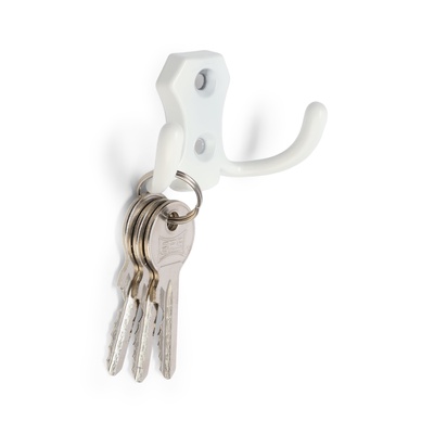 Крючок мебельный ТУНДРА TKD007, двухрожковый, белый
