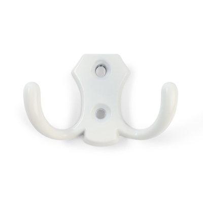 Крючок мебельный ТУНДРА TKD007, двухрожковый, белый