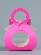 Подарочная коробка в форме сумочки, складная, с бантом и ручкой, ПВХ окно, розовая, 13×6.5×4 см - Фото 3