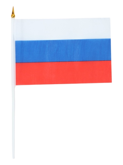 Флаг России с гербом, 14×10.5 см, флагшток 24×5.5 см, набор 12 штук, полиэстер