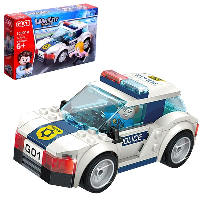 Конструктор блочный для мальчиков Полиция «Патрульная машинка», 123 детали - Фото 1