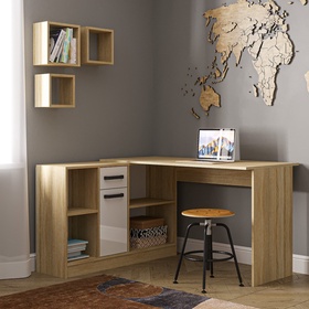 {{photo.Alt || photo.Description || 'УЦЕНКА Стол письменный СПЛ-1, 1350х1238х750, Дуб сонома/Белый глянец'}}