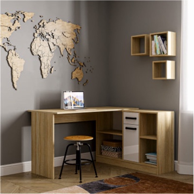 УЦЕНКА Стол письменный СПЛ-1, 1350×1238×750, Дуб сонома/Белый глянец