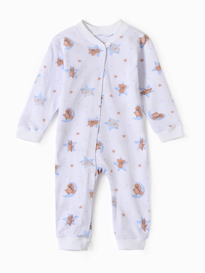 Комбинезон детский с открытими ножками ATA kids «Сон», молочный, голубой, рост 74 см