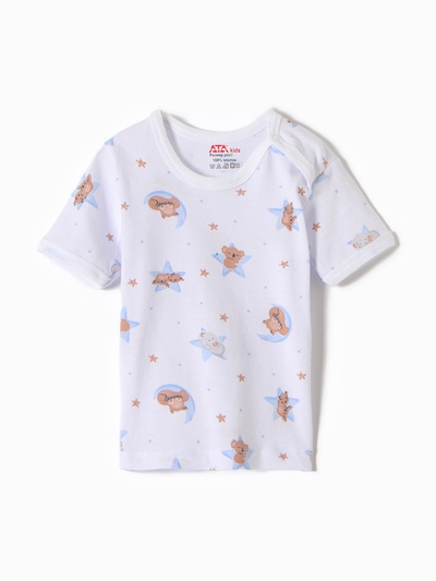 Футболка детская на кнопках «Сон», молочная, голубая, рост 62 см