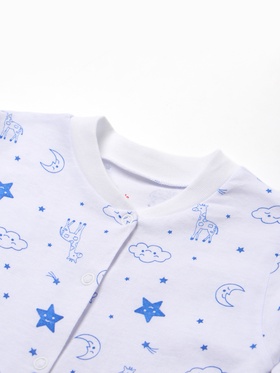 Комбинезон с открытыми ножками детский «Жирафы», белый, синий, рост 80 см