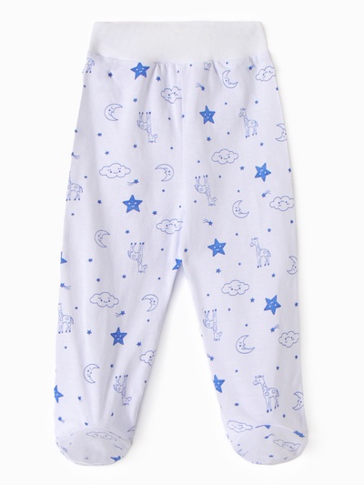 Ползунки детские ATA kids «Жирафы», рост 74 см, белые, синие