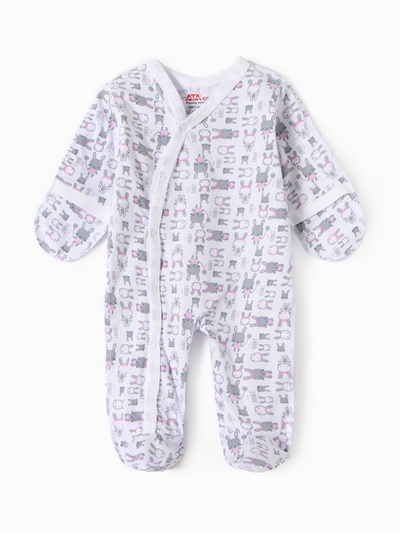 Комбинезон детский с царапками «Зайки», белый, рост 56 см