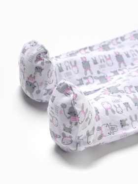 Ползунки детские ATA kids «Зайки», рост 74 см, белые, розовые