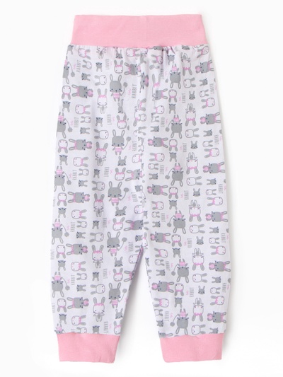 Ползунки с открытой ножкой детские ATA kids «Зайки», рост 62 см, белые, розовые